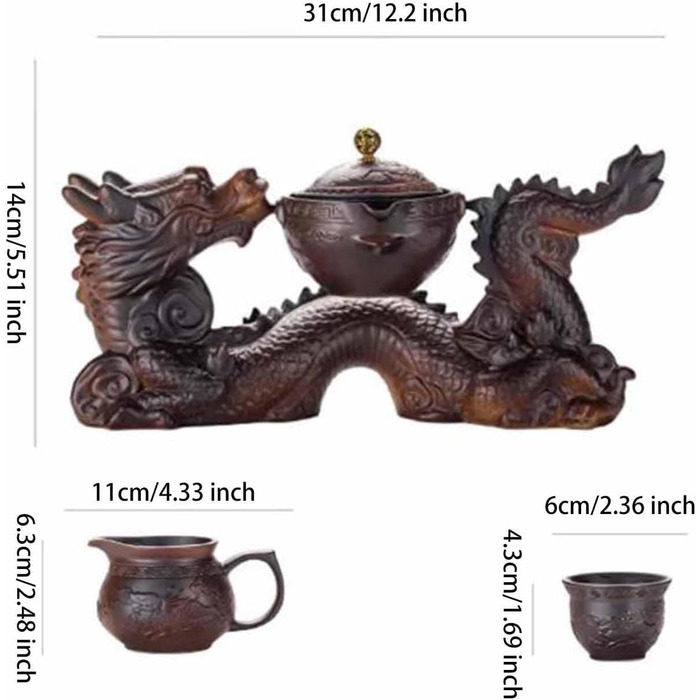 Напівавтоматичний набір для чайної церемонії Кунг-Фу з поворотним механізмом для декорування чайного столу