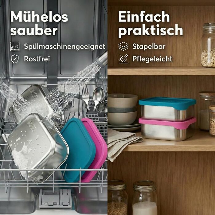 Металева ланч-бокс з роздільниками, 3 відділення, силіконова кришка, герметична, можна мити в посудомийній машині, 1000 мл, для дітей та дорослих, колір блакитний (Petrol)