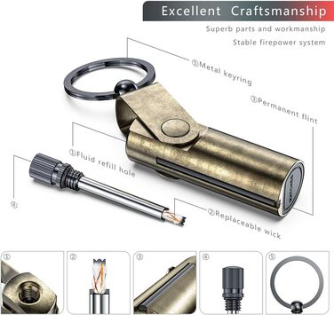 Вічний запальничок VVAY з бензиновим паливом та брелоком, постачається без палива