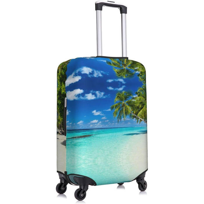 Чохол для валізи з романтичним пляжним принтом, еластичний захист від подряпин та пилу, чорний, розмір 90