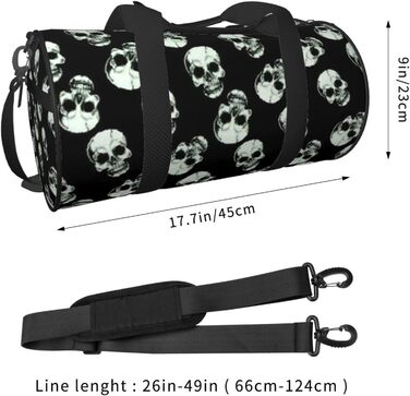 Дорожня сумка Happy Dolphin Runde великої місткості, легка та міцна, ідеальний подарунок для подорожей, відпустки, ділових поїздок та іншого, Чорний череп, універсальний розмір