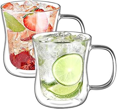 Набір склянок для латте макіато з подвійними стінками Скляні чашки з боросилікатного скла Скляний набір 2 скляних скляних склянок