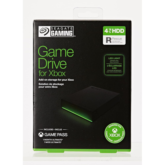 Портативний зовнішній жорсткий диск Seagate Game Drive Xbox 4 ТБ, 2,5 дюйма, USB 3.0, Xbox, чорний, 2 роки служби порятунку, номер моделі STKX4000402