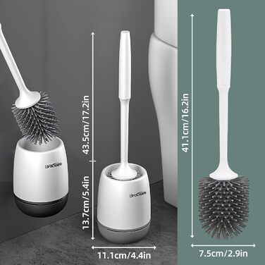 Щітка для туалету Braoses з тримачем набір силіконових щіток для туалету з довгою ручкою та швидковисихаючим тримачем для ванної к