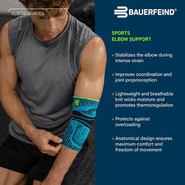 Бандаж для ліктя BAUERFEIND для тенісного та гольфістського ліктя, унісекс, повністю чорний XS