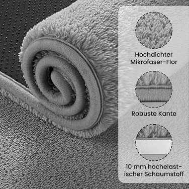 Килимок для ванної Sour Lemon, нековзний, 50x120 см, сірий килимок для ванної з мікрофібри, килимок для ванної, що миється, м&39який та пухнастий килимок для ванної, абсорбуючий килимок для душу, ванни, туалету, сірий, 50 x 120 см