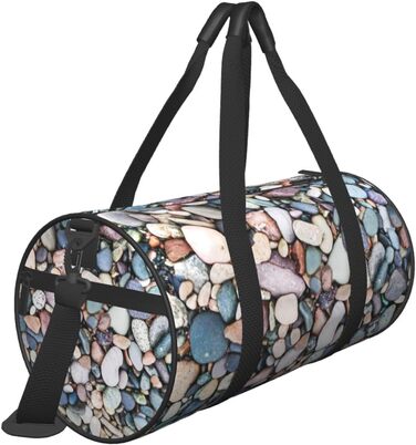 Спортивна сумка, дорожня сумка, пляжна сумка, кольорові камінці, сумка на ніч, чорна, універсальний розмір, сумка для подорожей