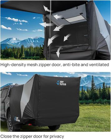 Намет для задньої двері пікапа JOYTUTUS повного розміру, розширювач кузова для пікапів з жорстким або м'яким тентом