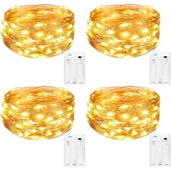 Світлодіодна батарея казкових вогнів 4 шт. и, казкові вогні для приміщення, 5м 50 шт. Мікро світлодіодні казкові вогні дріт критий