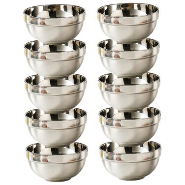 Мисок з нержавіючої сталі, двостінні ізольовані металеві миски, небиткі миски для рису, пластівців, морозива, гарячих та холодних страв, нержавіюча сталь для дітей, 10