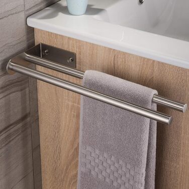 Рушникосушка Ruicer Дворучний рушникосушка з нержавіючої сталі Подвійний рушникосушка 40 см Настінне кріплення 40 см Срібло