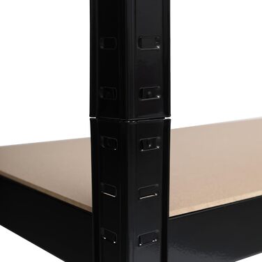 Стелаж SCHULTE Shelf World для важких умов експлуатації з 4 полицями з МДФ, 180x150x50 см (ВxШxГ), вантажопідйомність 150 кг на полицю, чорний