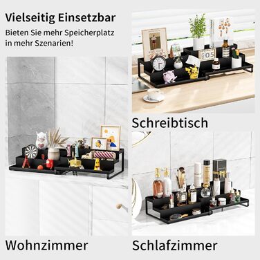 Стійка для спецій, кухонні полиці, стоячі, висувні, штабелюються, чорний метал, кухонний органайзер, для комори, стільниці та кухонної шафи, комплект з 2 шт. по 3 полиці кожна