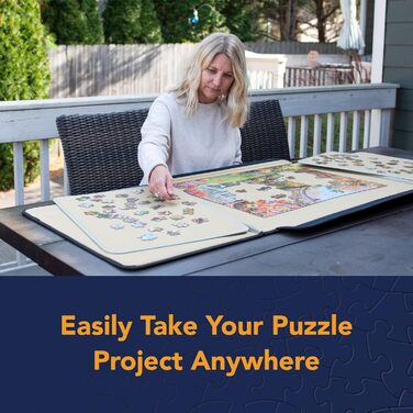 Портативна дошка для пазлів із кришкою та знімними панелями для організації, зберігання та транспортування, розміри 61 x 80 см, 15