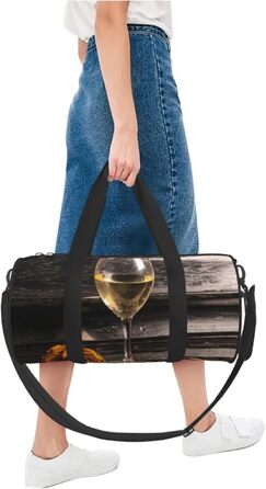 Спортивна сумка, дорожня сумка, вінтажний дизайн Троянда та виноград на клавіатурі, сумка для подорожей на ніч, чорна, універсальний розмір