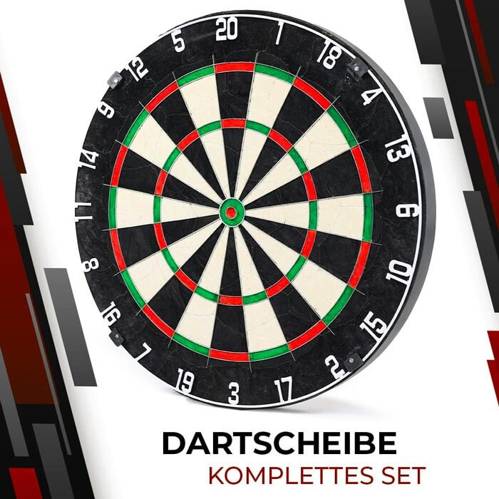 Мішень для дартсу з високоякісної сизалевої сталі З підвіскою та 6 дротиками, а також коробкою для зберігання Регульоване кільце з номером Діаметр 45 см Міцний матеріал для точних влучань