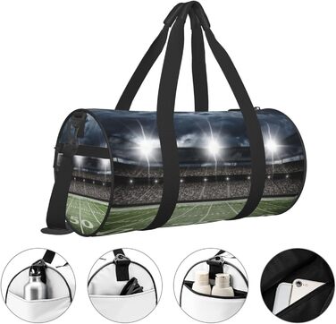 Дорожня сумка Місячні Вовки, 3D-дизайн, кругла форма, великий об'єм, легка та міцна, ідеальний подарунок для походів, відпустки, ділових поїздок та іншого, нічне освітлення стадіону, універсальний розмір