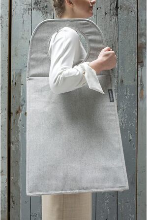 Мішок для білизни - Швидке відкриття - Міцний текстильний мішок - Економія місця - Кришка складається, утворюючи ручки - Легке спорожнення - Сірий - 55 л - 29,5 x 54,0 x 50,5 см