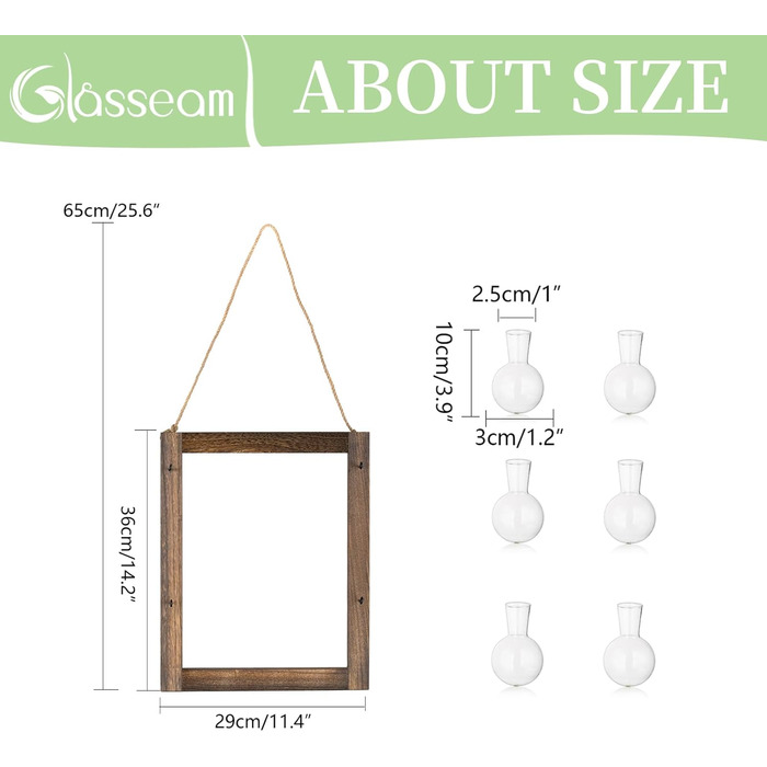 Декоративні вази для тераріуму рослин Glasseam, набір скляних ваз для розмноження станції HNge з дерев'яними підставками, гідропонна ваза скляна настінна ваза для вітальні офісу, ваза для квітів сучасна гідропоніка маленькі скляні вази