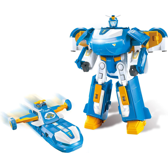 Робот-трансформер Super Wings 3-в-1 Світовий літак-трансформер зі світловими та звуковими ефектами, з реактивним літаком-трансформером 2'', іграшка-трансформер для хлопчиків та дівчаток віком від 3 років і старше
