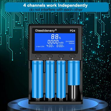 Зарядний пристрій для акумуляторів 18650, універсальний зарядний пристрій, РК-дисплей для акумуляторних батарей 3.7V, 3.8V, 3.2V, 26650, 20700, 18650, 18350, 17670, 17500, 16340 (RCR123), 14500, 1.2V, AA AAA SC C