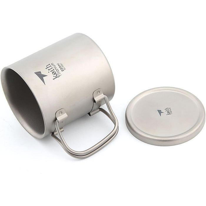 Мл-600 мл Двостінна титанова ізольована кружка з титановою кришкою, чашка для води, складна ручка, посуд для кемпінгу на свіжому повітрі, подорожей, столові прибори Ti3351-220 мл, 220