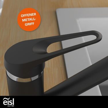 Кухонний змішувач EISL SPEED, одноважільний кран для мийки, поворотний на 360, хром/чорний, NI182SCR-B Speed Schwarz