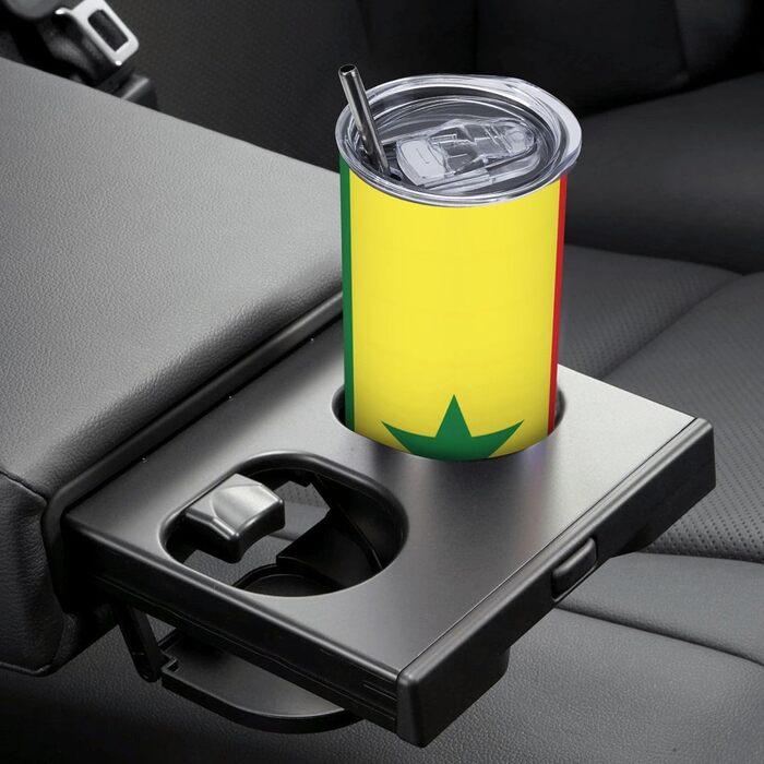 Кружка з прямою трубочкою, дизайн прапор Сенегалу, друк, підходить для кемпінгу, офісу та дому, 590 мл