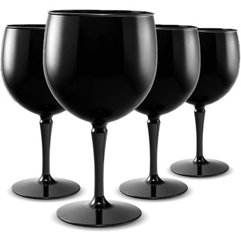 Преміум пластик небиткий багаторазовий 45cl, 4 шт. и 4 Count (Pack of 1) Стакани для коктейлів Balloon Gin Glasses Black