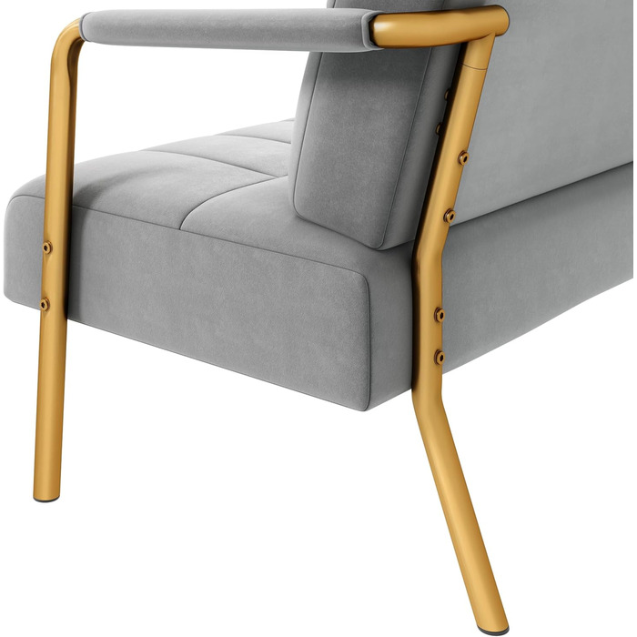 М&39який диван Yaheetech з підлокітниками та металевими ніжками, сучасний двомісний диван з 2 поперековими подушками, двомісний диван для вітальні/спальні, 143,5 см шириною, світло-сірий