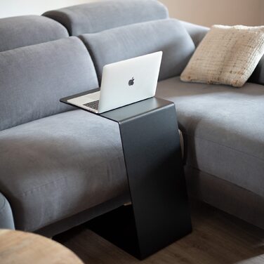 С-подібний журнальний столик MILUKA, чорний метал, 30x40 см Невеликий столик для вітальні, столик для дивана або столик для ноутбука Сучасний дизайн для вітальні та балкону