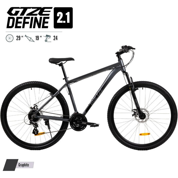 Гірський велосипед Goetze Define 2.1 Hardtail, 29-дюймові колеса, 19-дюймова алюмінієва рама, подвійні дискові гальма, 24-швидкісна Shimano Altus, графітова амортизаційна вилка 100 мм