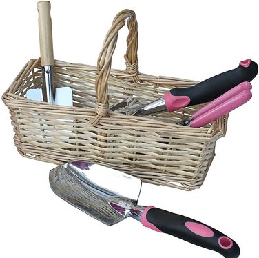 Рожевий 49-частинний набір садових інструментів P&K з практичним кошиком та сумкою Ідеально підходить для роботи в саду та на балконі, догляду за рослинами та творчих садових проектів
