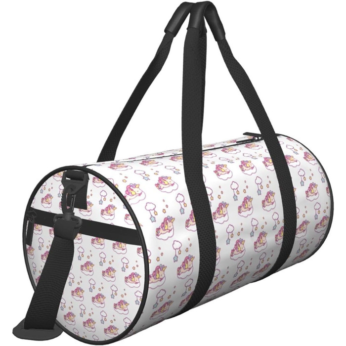 Спортивна сумка для подорожей, з дизайном Хмарка та Єдиноріг, для ночівлі, Чорна, Універсальний розмір