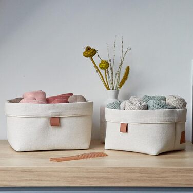 Набір кошиків для зберігання LOVE IT STORE IT, 2 шт. - Тканинні кошики для декору ванної кімнати та дитячої кімнати - Бежевий - Набір з 2 шт., 2 розміри
