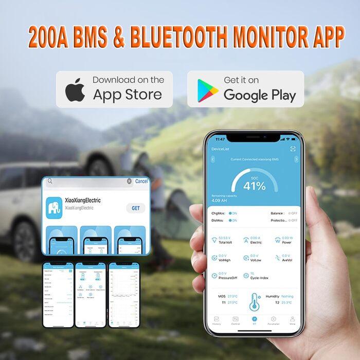 МІНІ-літієва батарея 12V 200Ah LiFePO4 з BMS Bluetooth 200A, автомобільна батарея, LiFePO4 200Ah Bluetooth, 15000 циклів 2560Wh глибокого циклу літієва батарея для автофургонів, сонячних систем, морських вантажівок, караванів