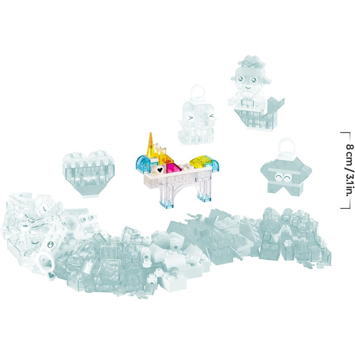 Класична чарівна скринька LEGO з прозорими цеглинами - Різнокольорові будівельні блоки та підвісні цеглини - Єдиноріг, дракон, пінгвін та інші фігурки - Набір для творчості для дівчаток та хлопчиків віком від 5 років 11040