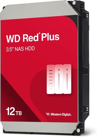 Внутрішній жорсткий диск WD Red Plus 12TB NAS, 3,5-дюймовий 7200 об/хв, SATA 6 Гбіт/с, CMR, 256 МБ кешу, версія 2024, 12 ТБ