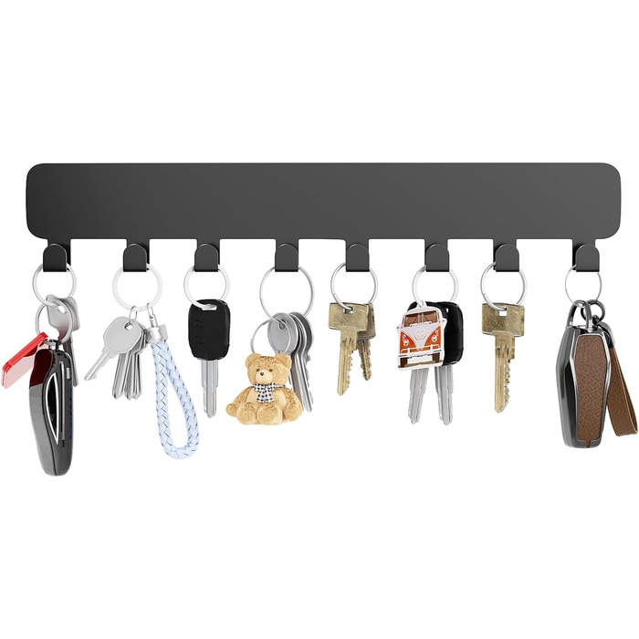 Дошка для ключів pickpiff з 8 гачками, органайзер для ключів настінний чорний, тримач для ключів для декору настінних гачків, трим