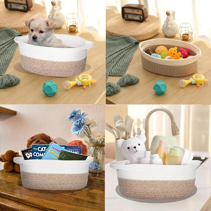 Набір плетених кошиків для зберігання з 2 предметів, плетений кошик, плетений кошик для зберігання у ванну кімнату, плетені кошики з подарунковими пакетами та атласною стрічкою, кошики для зберігання на полиці, ванна кімната, вітальня, дитяча кімната