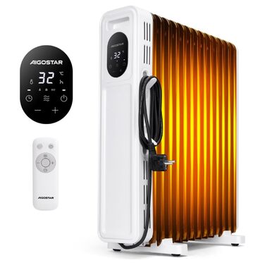 Енергозберігаючий масляний радіатор потужністю 2500 Вт з пультом дистанційного керування, 13 ребрами, розумний термостат, 3 режими нагріву, 24-годинний таймер, світлодіодний дисплей, захист від перекидання та перегріву, портативний електричний обігрівач з
