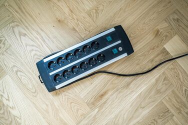 Розеткова планка Brennenstuhl Premium-Alu-Line 12-шляхова/багатошляхова розетка з високоякісного алюмінію (з 2 вимикачами на 6 роз