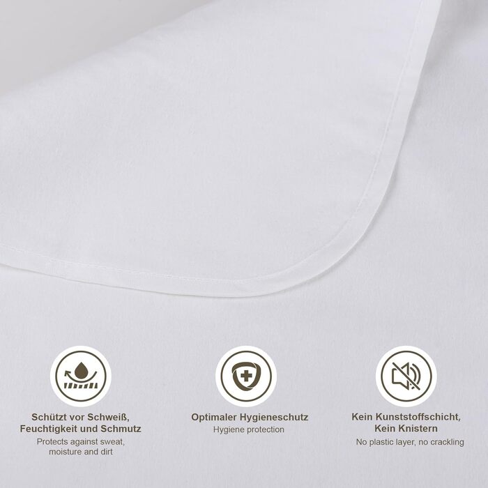 Наматрацник 140x200 см Molton - Виготовлений зі 100 бавовни, дихаючий, зручний наматрацник, біла бавовна 140x200 см