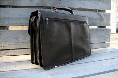 Портфель з натуральної шкіри, ділова сумка, сумка для ноутбука, сумка-месенджер (чорний)