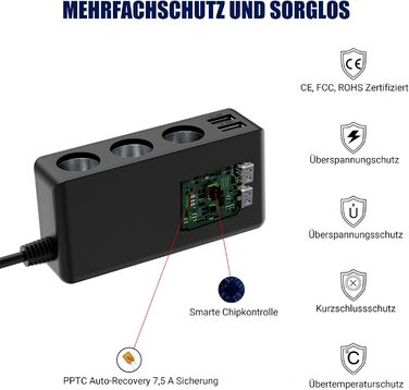 В 1) Розподільник прикурювача автомобільний адаптер 12В 120 Вт автомобільний зарядний пристрій 3 розетки 24В з декількома розгалуж