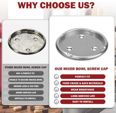 Пластина з гвинтовою кришкою для миски для змішування, W10191926, Чаша Clamp Plate міцно утримує чашу на місці під час змішування, сумісна з KitchenAid і Whirlpool