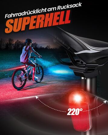 Набір світлодіодних велосипедних ліхтарів Tekwet, 100 люкс, водонепроникний, світлодіодний, чорний