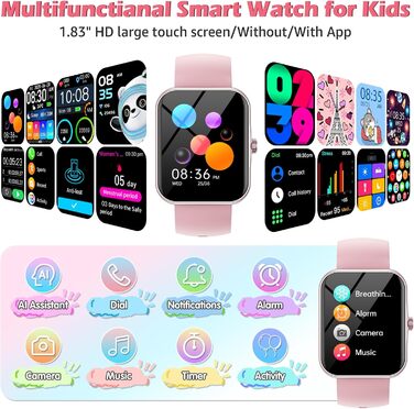 Дитячий смарт-годинник, дитячий спортивний фітнес-годинник для дівчаток та хлопчиків з крокоміром, понад 100 спортивних режимів, будильник, ігри, секундомір, дитячий годинник, повідомлення, годинник активності для підлітків 5-16 років, подарунки, рожевий