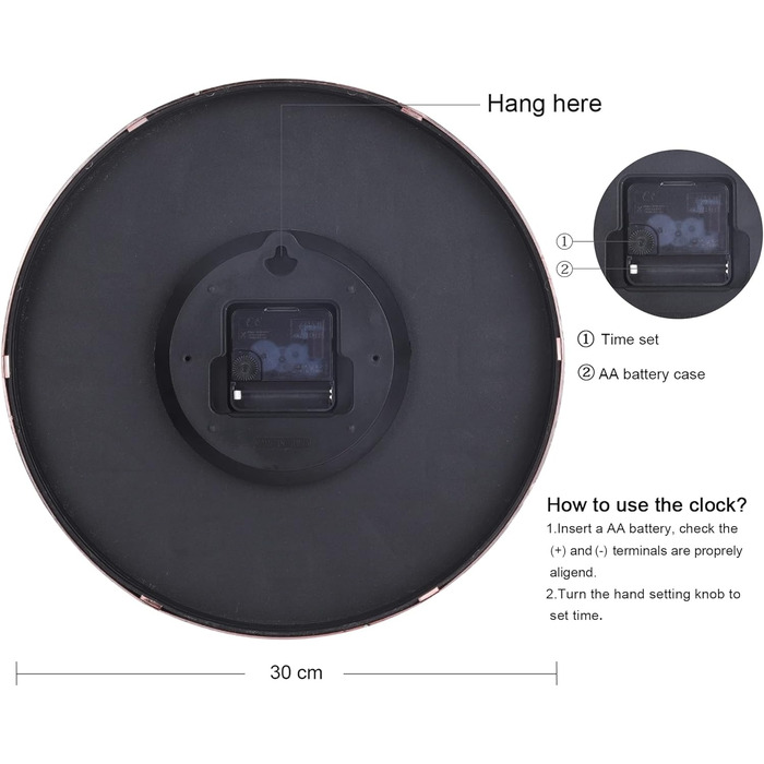 Настінний годинник Lafocuse 3D Numbers Кольоровий безшумний настінний годинник Rosegold, 30 см сучасний без шуму цокання, легко чи