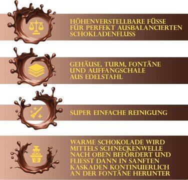 Клатронний шоколадний фонтан Шоколадний фонтан для фруктів і випічки теплий і рідкий шоколад на пізній сніданок, вечірку, Різдво, Новий рік Глибока збірна чаша фонтан з нержавіючої сталі СКБ 3248